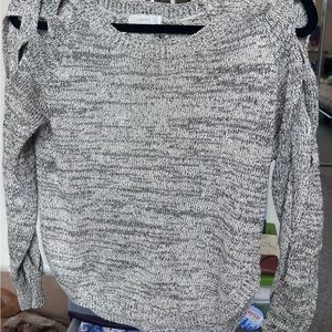 Lush Marled Gray Crew Neck Sweater